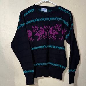 Meister Nordic sweater wool-blend women's small pullover bird print size small